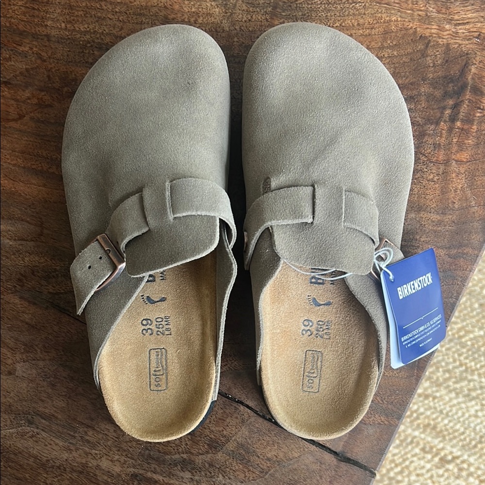 Birkenstock Taupe Suede Slip-Ons
